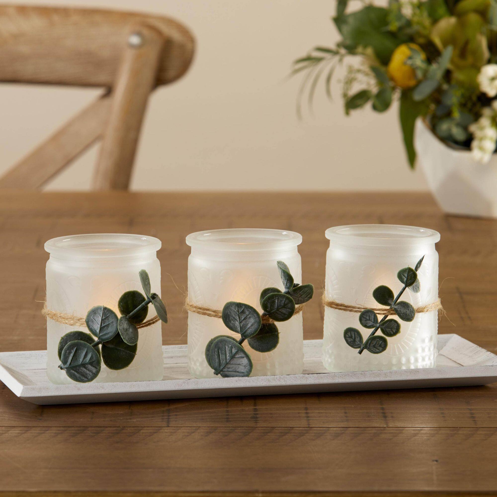Kate Aspen 4 Piece Frosted Votive & Tray Set